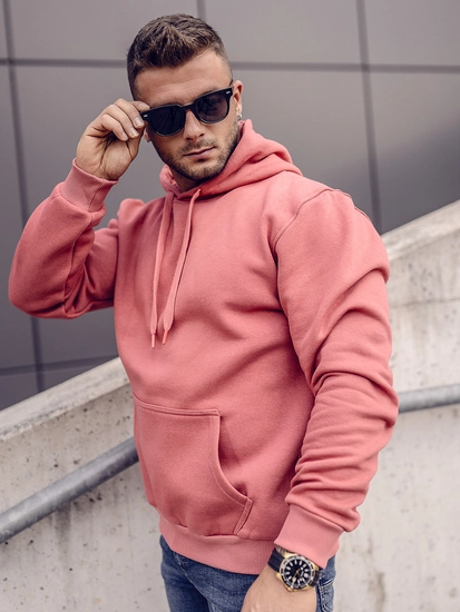 Herr Huvtröja med känguruficka Laxfärgad Bolf 1004