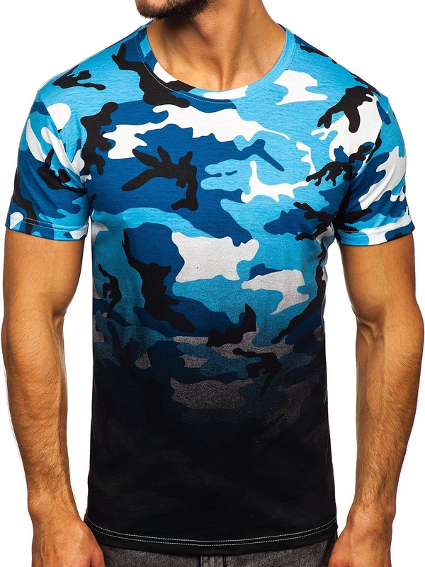 Herr Camo T-shirt med tryck Himmelsblå Bolf S808