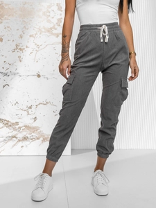 Dam Randiga Cargo-joggers Grå Bolf W7860