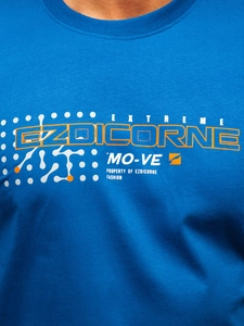 Herr Bomulls T-shirt Blå Bolf 14732