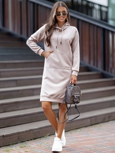 Dam sportig klänning med huva smör Beige Bolf 523