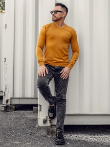 Herr V-ringad Tröja Camel Bolf YY03