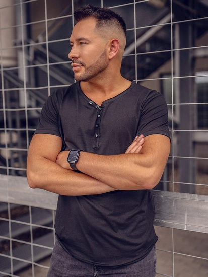 Herr Basic V-ringad T-shirt Svart Bolf 4049A