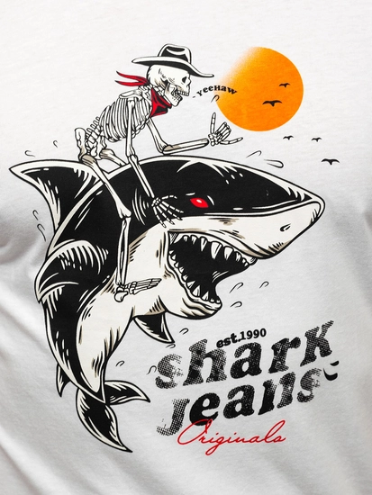 Herr Bomulls T-shirt med tryck Vit Bolf MPO3502