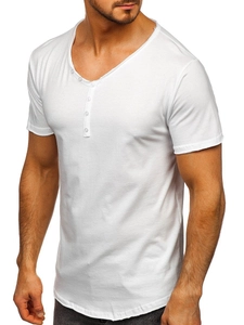 Herr Basic V-ringad T-shirt Vit Bolf 4049
