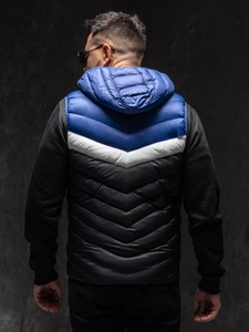 Herr Quiltad Väst med huva Marinblå Bolf HDL88004A1