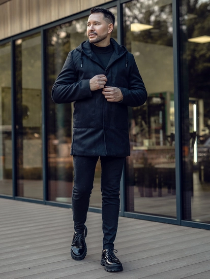 Herr Vinterrock med huva Svart Bolf 79B3A-197