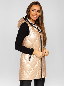 Dam Lång Quiltad Väst Beige Bolf B8103