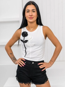 Dam Linne med tryck Vit Bolf 96T653