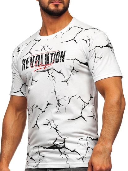 Herr Bomulls T-shirt med tryck Vit Bolf 14717