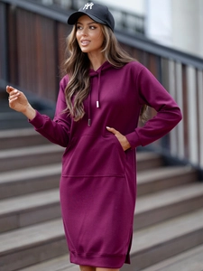 Dam sportig klänning med huva smör Vinröd Bolf 523