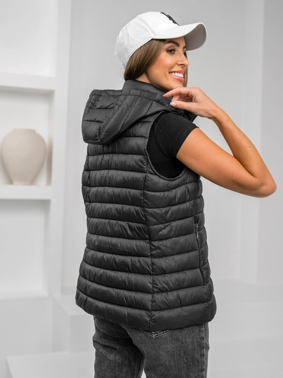 Dam Quiltad Väst med huva Svart Bolf 16M9139