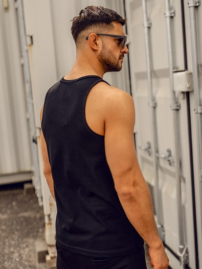 Herr Linne med tryck Svart Bolf 14855A