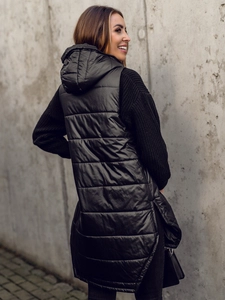 Dam Lång Quiltad Väst Svart Bolf B0122A