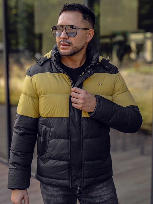 Herr Quiltad Vinterjacka Dun Svart Bolf 1975