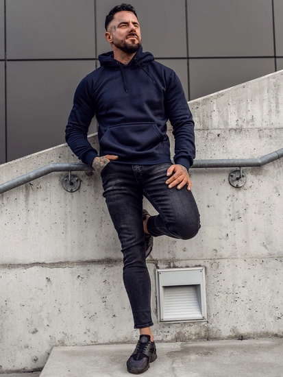 Herr Huvtröja och känguruficka Marinblå Bolf MB001A