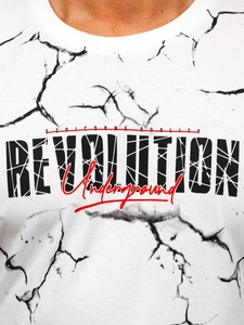 Herr Bomulls T-shirt med tryck Vit Bolf 14717