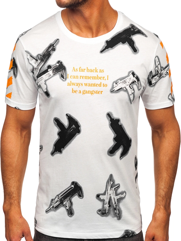 Herr Bomulls T-shirt med tryck Vit Bolf MPO3471