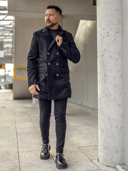 Herr Lång Dubbelknäppt vinterkappa Svart Bolf 79B3A2-073