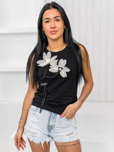 Dam Linne med tryck Svart Bolf 96T655