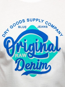 Herr Bomulls T-shirt med tryck Vit Bolf MPO3520