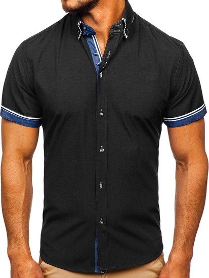 Herr Kortärmad Skjorta Svart Bolf 2911-1