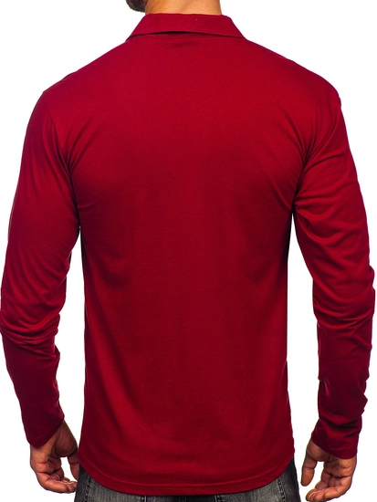 Herr Långärmad bomullspikétröja Vinröd Bolf 5119