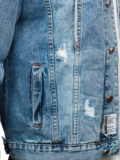 Herr Jeansjacka med huva Himmelsblå Bolf MJ505BC