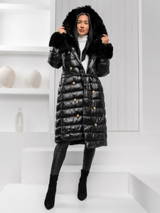 Dam Lång Vinterquiltad jacka med huva Svart Bolf 5M3160A