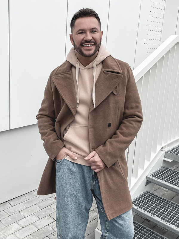 Herr Dubbelknäppt Vinterrock med hög krage Svart Bolf 1048B