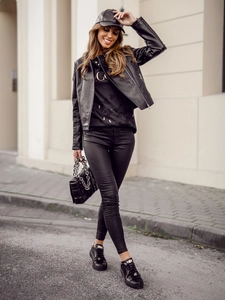 Dam Skinnjacka Bikermodell Svart Bolf BF5935502