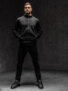 Herr Sweatshirt med ståkrage och dragkedja Svart Bolf B002A1