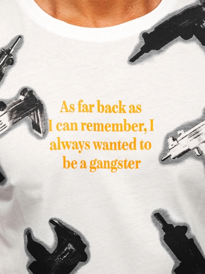 Herr Bomulls T-shirt med tryck Vit Bolf MPO3471