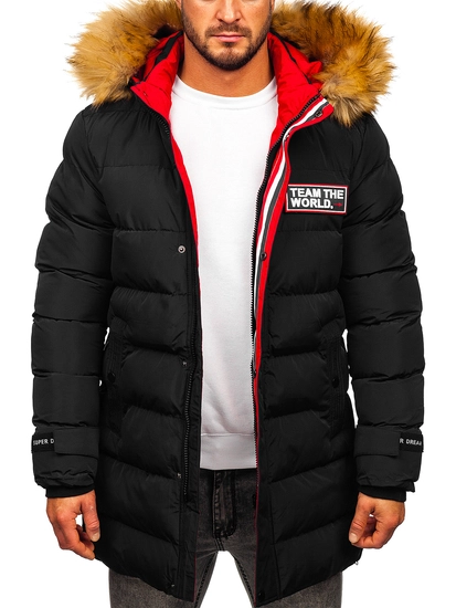 Herr Lång Quiltad Vinterjacka Svart Bolf 6477