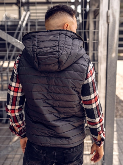 Herr Quiltad Väst med huva Svart Bolf 7106A