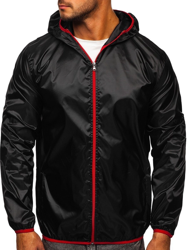 Herr Vindtät Övergångsjacka med huva Svart Bolf 5060