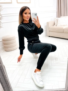 Dam 2-Delad Velour Träningsoverall Svart Bolf 642