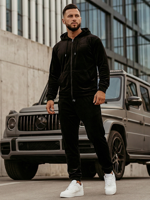 Herr Velour Träningsoverall med huva Svart Bolf 8C1538A1