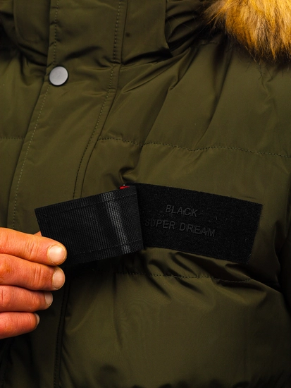 Herr Lång Quiltad Vinterjacka Kaki Bolf 6476