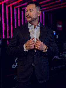 Herr Kavaj i sammet Svart Bolf 24410