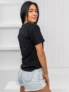 Dam T-shirt med tryck Svart Bolf 97T2111