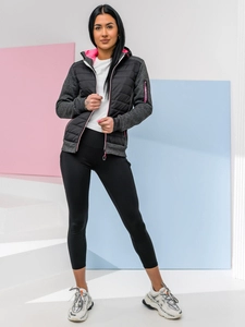 Dam Quiltad Lättviktsjacka med huva Svart Bolf KSW4001