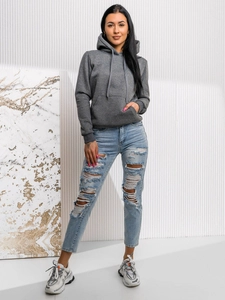 Dam Sweatshirt med känguruficka Grafitgrå Bolf W02A1