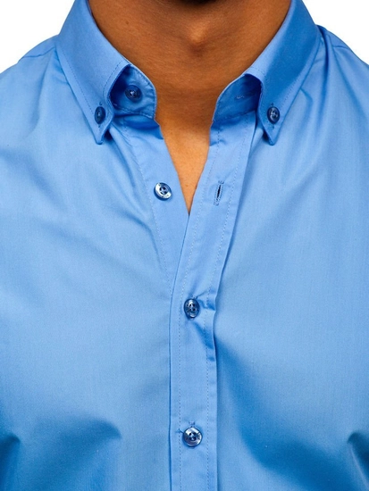 Herr Elegant Långärmad Skjorta Himmelsblå Bolf 5821