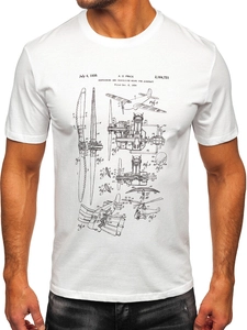 Herr Bomulls T-shirt med tryck Vit Bolf MPO3538