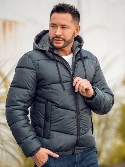Herr Quiltad Vinterjacka Grafitgrå Bolf B2906