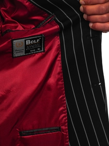 Herr Casual Randig Kavaj Svart-Grå Bolf 1652