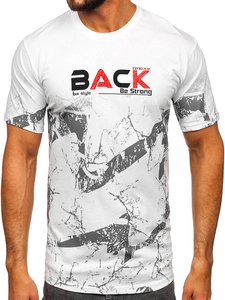 Herr Bomulls T-shirt med tryck Vit Bolf 14766