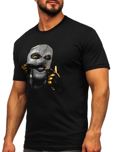 Herr T-shirt med tryck Svart Bolf 142172