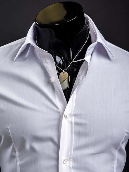 Herr Elegant Långärmad Skjorta Vit Bolf 1703A